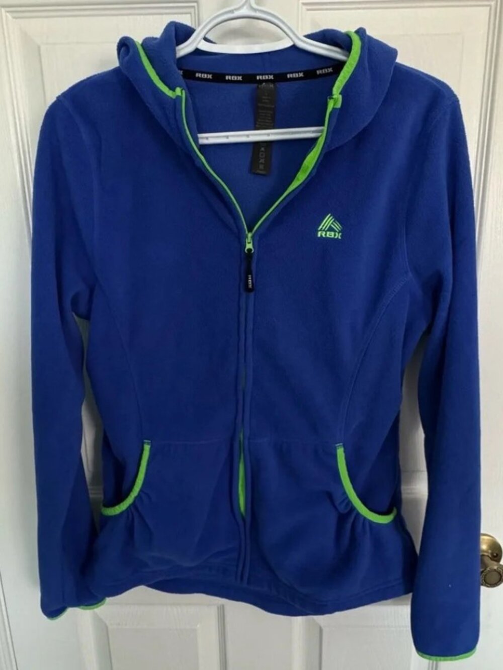 RBX Blue Full Zip Hoodie L Activewear Athletic Jacket Pockets Workout Athleisure